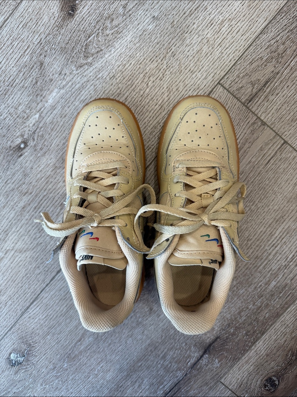 Kids Beige Lace-Up Sneakers with Gum Sole